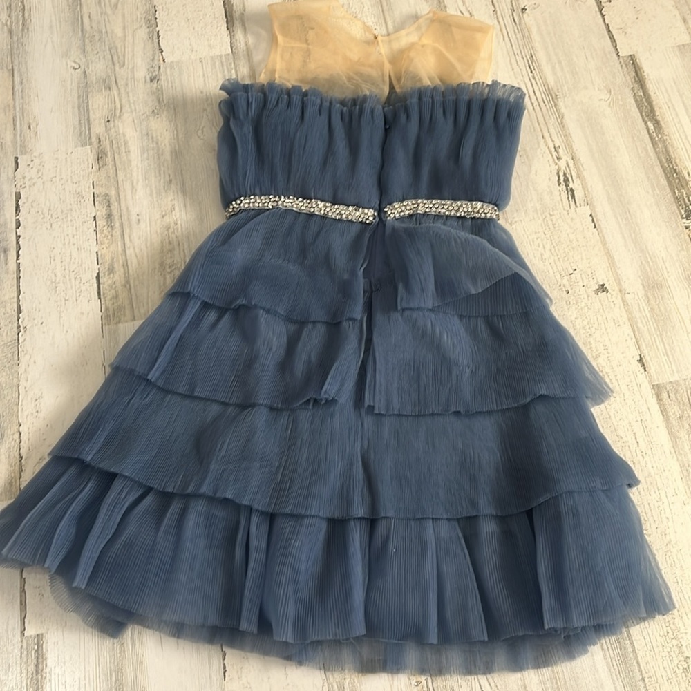 Endless Rose Blue Tulle Tiered Mini Dress With Jeweled Belt Size Small NWT - Picture 7 of 13